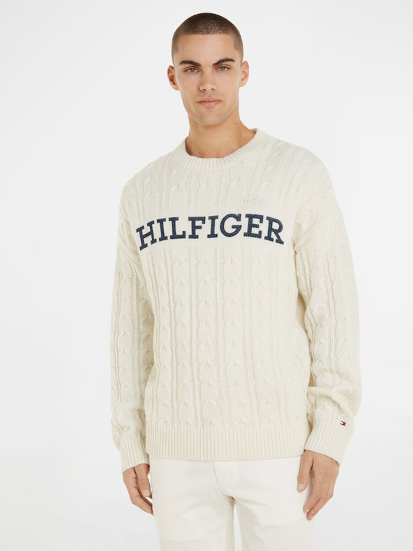 Tommy Hilfiger Cable Monotype Crew Neck Pullover Weiß