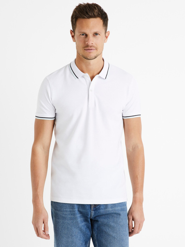 Celio Decolrayeb Polo T-Shirt Weiß