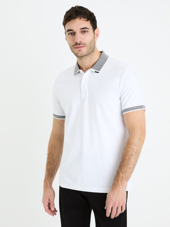 Celio Gesort Polo T-Shirt Weiß