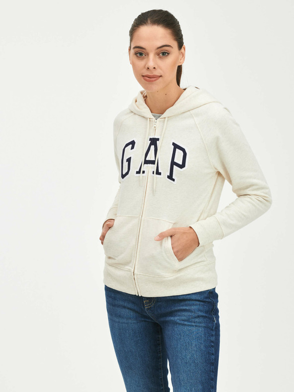 GAP Logo full-zip hoodie Sweatshirt Beige