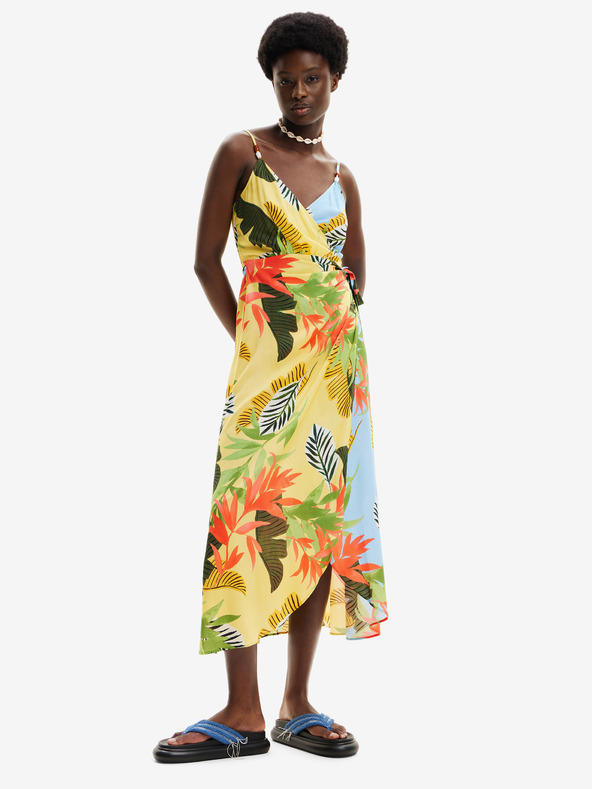 Desigual Tropical Leaves Kleid Gelb