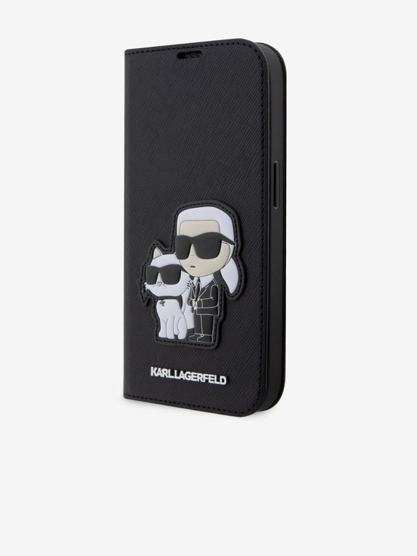 Karl Lagerfeld PU Saffiano Karl und Choupette NFT Book Case für iPhone 13 Pro Schwarz Karl Lagerfeld