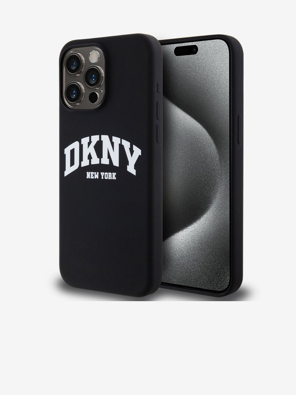 DKNY Liquid Silicone Arch Logo MagSafe Back Cover für iPhone 14 Pro Schwarz DKNY