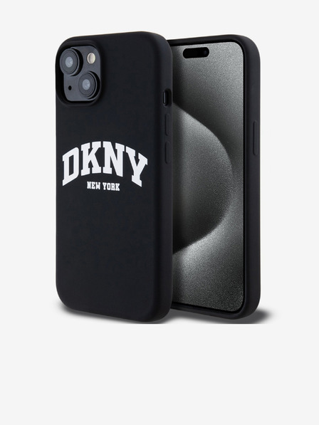 DKNY Liquid Silicone Arch Logo MagSafe Back Cover für iPhone 13 Schwarz DKNY
