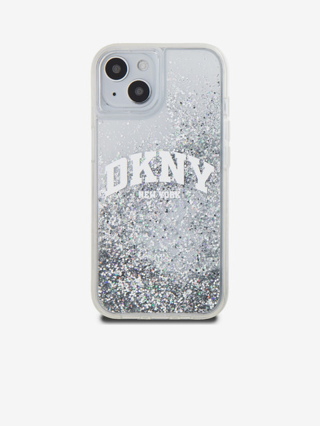 DKNY Liquid Glitter Arch Logo Back Cover für iPhone 14 Transparent DKNY