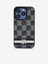DKNY PU Leder Karomuster und Streifen Back Cover für iPhone 13 Pro Max Schwarz DKNY