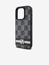 DKNY PU Leder Karomuster und Streifen Back Cover für iPhone 13 Pro Max Schwarz DKNY