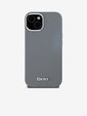 DKNY Liquid Silicone Silber Metall Logo Magsafe Back Cover für iPhone 15 Grau DKNY