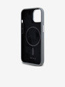 DKNY Liquid Silicone Silber Metall Logo Magsafe Back Cover für iPhone 15 Grau DKNY