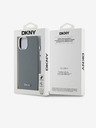 DKNY Liquid Silicone Silber Metall Logo Magsafe Back Cover für iPhone 15 Grau DKNY