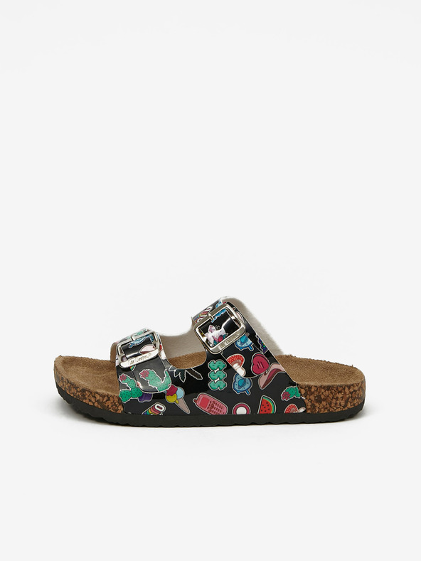 Lee Cooper Schwarze gemusterte Mädchen-Pantoffeln Lee Cooper