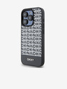 DKNY PU Leather Repeat Pattern Bottom Stripe MagSafe Back Cover for iPhone 14 Pro Black DKNY