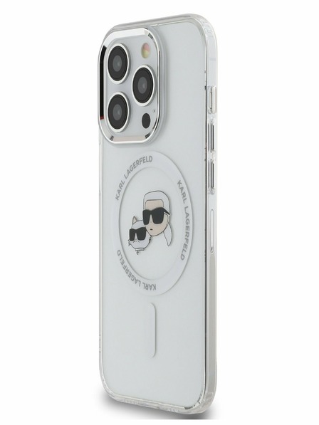 Karl Lagerfeld Karl Lagerfeld IML K&CH Heads Metallrahmen MagSafe Back Cover für iPhone 15 Pro Transparent