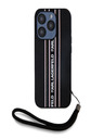 Karl Lagerfeld PU Saffiano Athleisure Stripe and Strap Back Cover für iPhone 15 Pro Rosa Karl Lagerfeld