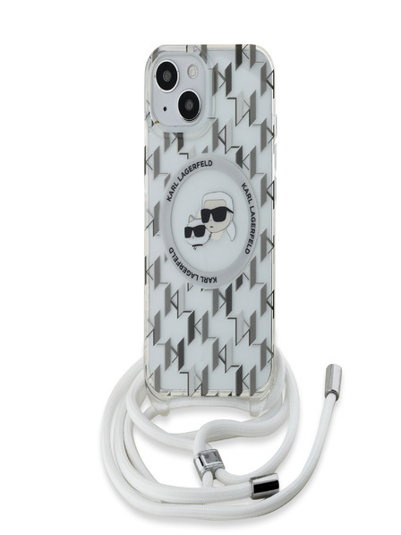 Karl Lagerfeld Karl Lagerfeld IML Monogram Crossbody K&CH Heads MagSafe Back Cover für iPhone 15 Transparent