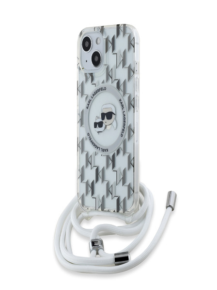 Karl Lagerfeld Karl Lagerfeld IML Monogram Crossbody K&CH Heads MagSafe Back Cover für iPhone 15 Transparent