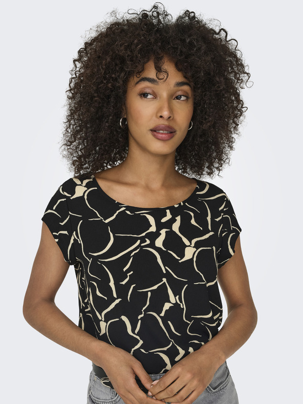 ONLY Beige und schwarz gemusterte Damenbluse ONLY Vic