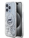 Karl Lagerfeld Karl Lagerfeld Liquid Glitter Choupette Head MagSafe Back Cover für iPhone 15 Pro Max Transparent