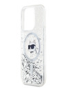 Karl Lagerfeld Karl Lagerfeld Liquid Glitter Choupette Head MagSafe Back Cover für iPhone 15 Pro Max Transparent