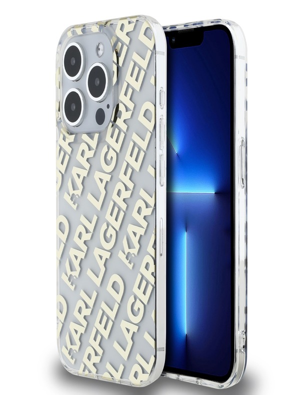 Karl Lagerfeld Karl Lagerfeld IML Electroplated Repeated Logo Back Cover für iPhone 15 Pro Gold