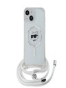 Karl Lagerfeld Karl Lagerfeld IML Crossbody Choupette Head Magsafe Back Cover für iPhone 15 Transparent