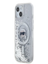 Karl Lagerfeld Karl Lagerfeld Liquid Glitter Karl Head Magsafe Back Cover für iPhone 15 Transparent
