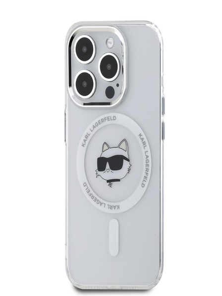 Karl Lagerfeld Karl Lagerfeld IML Choupette Head Metallrahmen MagSafe Back Cover für iPhone 15 Pro Max Transparent