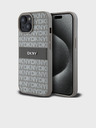 DKNY Rückseite für iPhone 15 aus PU-Leder mit tonalem Streifenmuster Beige DKNY