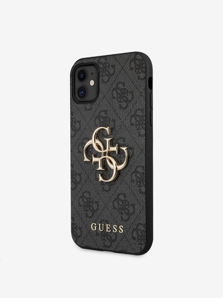 Guess Guess PU 4G Metall-Logo-Rückseite für iPhone 11 Grau