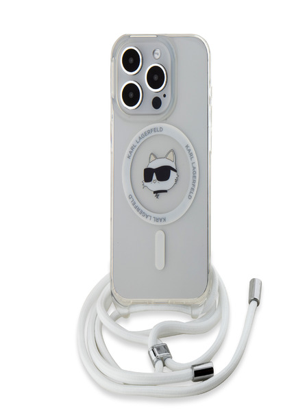 Karl Lagerfeld IML Crossbody Choupette Head MagSafe Back Cover für iPhone 15 Pro Max Transparent Karl Lagerfeld