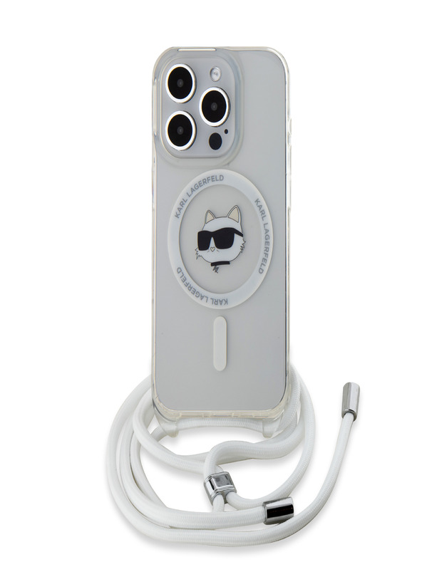 Karl Lagerfeld IML Crossbody Choupette Head MagSafe Back Cover für iPhone 15 Pro Max Transparent Karl Lagerfeld