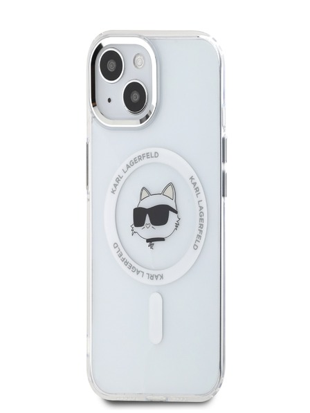 Karl Lagerfeld Karl Lagerfeld IML Choupette Head Metallrahmen MagSafe Back Cover für iPhone 15 Transparent