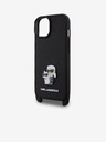 Karl Lagerfeld Karl Lagerfeld Saffiano Crossbody Strap Metall Karl und Choupette Back Cover für iPhone 15 Schwarz