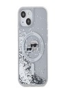 Karl Lagerfeld Karl Lagerfeld Liquid Glitter Karl und Choupette Heads MagSafe Back Cover für iPhone 15 Transparent