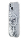 Karl Lagerfeld Karl Lagerfeld Liquid Glitter Karl und Choupette Heads MagSafe Back Cover für iPhone 15 Transparent