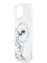 Karl Lagerfeld Karl Lagerfeld Liquid Glitter Karl und Choupette Heads MagSafe Back Cover für iPhone 15 Transparent