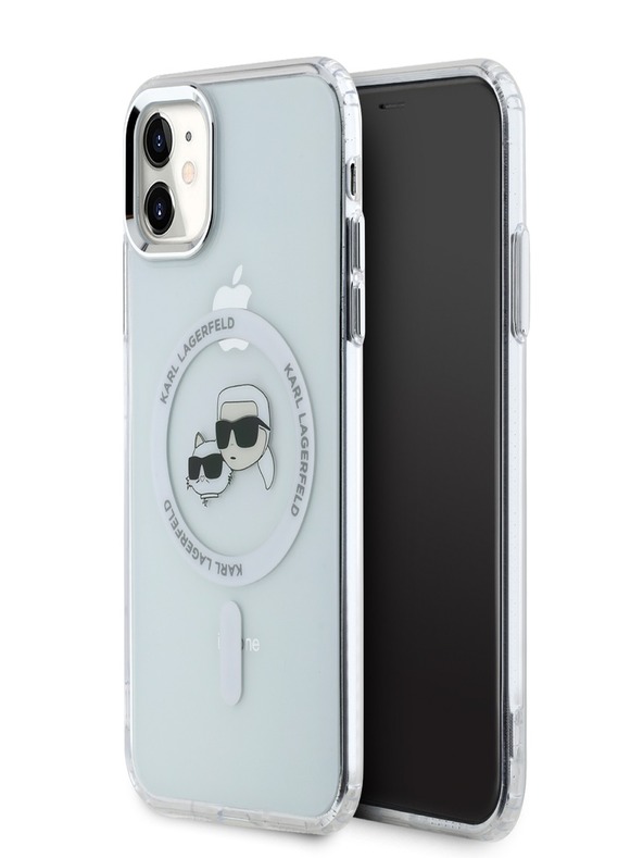 Karl Lagerfeld Karl Lagerfeld IML K&CH Heads Metallrahmen MagSafe Back Cover für iPhone 11 Transparent