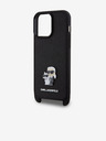 Karl Lagerfeld Saffiano Crossbody Strap Metall Karl und Choupette Back Cover für iPhone 15 Pro Max Schwarz Karl Lagerfeld