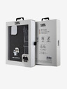 Karl Lagerfeld Saffiano Crossbody Strap Metall Karl und Choupette Back Cover für iPhone 15 Pro Max Schwarz Karl Lagerfeld