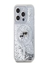 Karl Lagerfeld Karl Lagerfeld Liquid Glitter Karl und Choupette Köpfe MagSafe Back Cover für iPhone 15 Pro Transparent