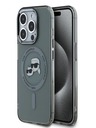 Karl Lagerfeld Karl Lagerfeld IML K&CH Heads Metallrahmen MagSafe Back Cover für iPhone 15 Pro Schwarz