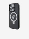 Karl Lagerfeld Ringstand Karl und Choupette MagSafe Back Cover für iPhone 15 Pro Schwarz Karl Lagerfeld