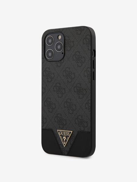Guess Guess PU 4G Triangle Back Cover für iPhone 12 Pro Max 6.7 Grau