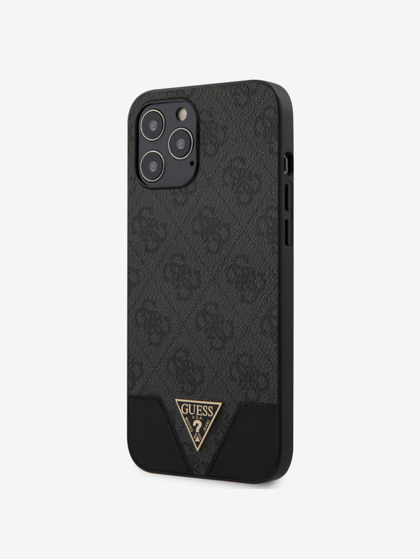 Guess Guess PU 4G Triangle Back Cover für iPhone 12 Pro Max 6.7 Grau