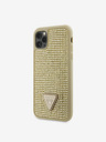 Guess Rhinestones Triangle Metal Logo Kryt pro iPhone 11 Pro Gold Handyhülle