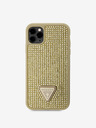 Guess Rhinestones Triangle Metal Logo Kryt pro iPhone 11 Pro Gold Handyhülle