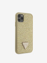 Guess Rhinestones Triangle Metal Logo Kryt pro iPhone 11 Pro Gold Handyhülle