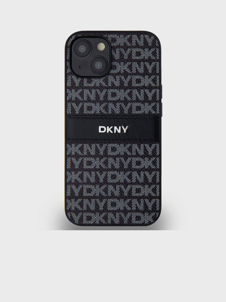 DKNY Rückseite aus PU-Leder mit Streifenmuster für iPhone 14 Schwarz DKNY