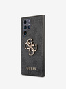 Guess Guess PU 4G Metall-Logo Rückseite für Samsung Galaxy S22 Ultra Grau
