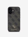 Guess Guess PU 4G Small Metall Logo MagSafe Back Cover für iPhone 16 Braun